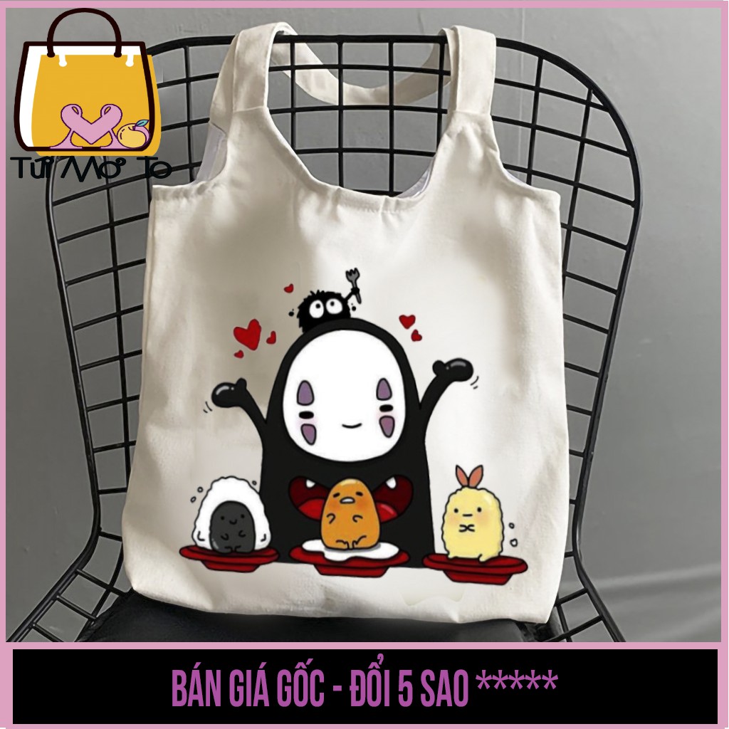 Túi tote túi vải túi canvas quai tròn có khóa kéo in hình nhân vật trong phim totoro - Túi Mơ To store