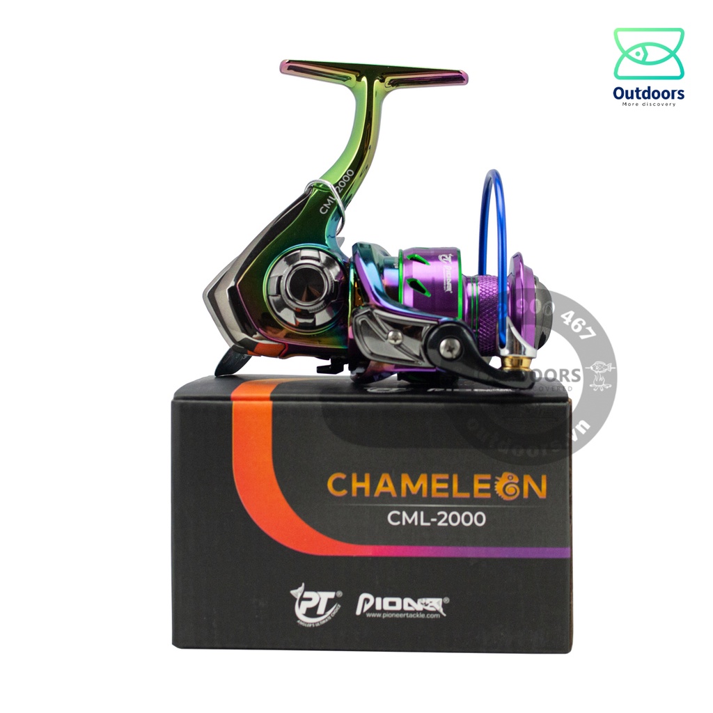 Máy câu đứng Pioneer Chameleon CML đủ size full kim loại, chịu tải cao - phiên bản máy câu cá màu sắc &quot;tắc kè hoa&quot;