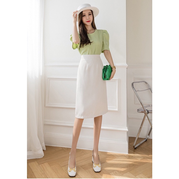 Chân váy midi dài Gen J đầm midi trơn vintage dáng dài - CV 011