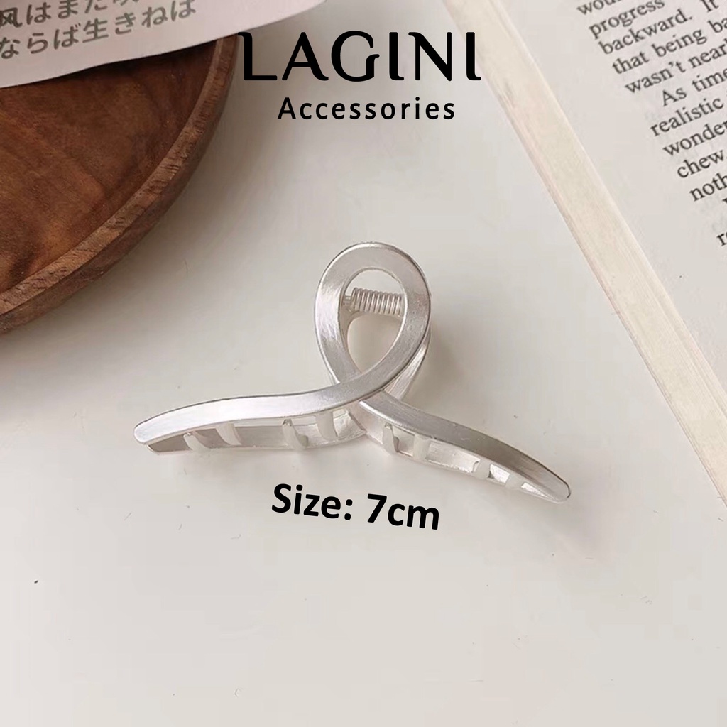 Kẹp tóc kim loại kẹp càng cua Hàn Quốc Lagini đơn giản cỡ vừa dành cho nữ KT10