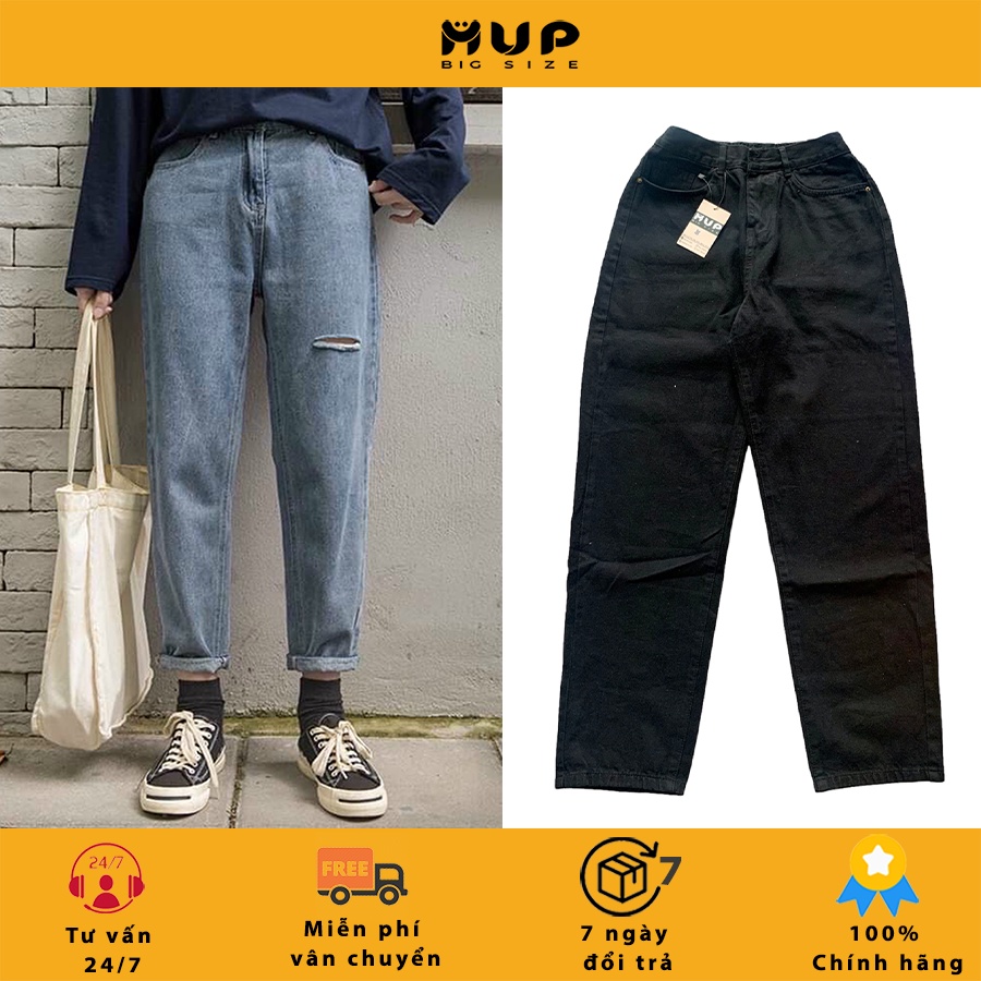 Quần jean baggy nữ bigsize lưng cao cạp cao MUP Bigsize JB02