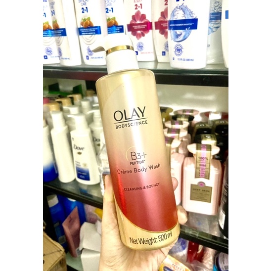 SỮA TẮM TRẮNG + SỮA DƯỠNG THỂ SÁNG DA OLAY B3 + VITAMIN C PEPTIDE HYALURONIC ACID CREME BODY WASH