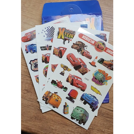 Set 4 Tấm Hình Xăm Dán Chống Thấm Nước Hình Sấm Sét Mcqueen Dễ Thương