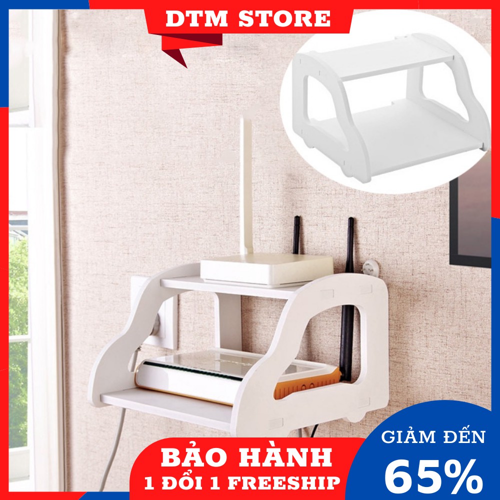 Kệ 2 tầng đựng Wifi, đầu kỹ thuật số... mô phỏng hình dáng xe ô tô treo tường nhỏ gọn, chất liệu nhựa - DTM Store