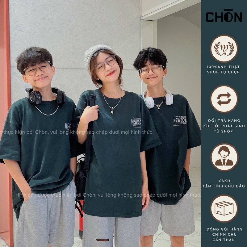Áo thun 3158 MÀU XANH LÁ GIÀ hàng loại 1 chất dày dặn Cotton Unisex CHÒN CLOTHING