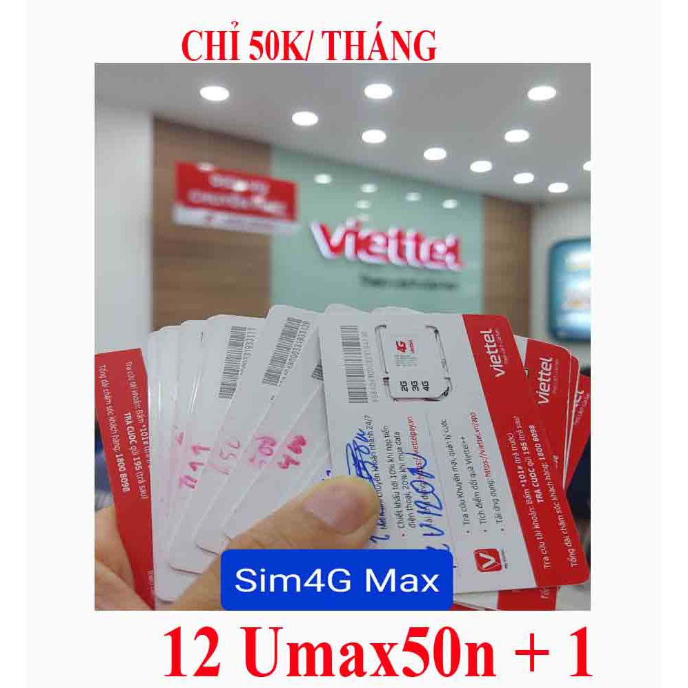 Sim 4G Viettel 12Umax50n