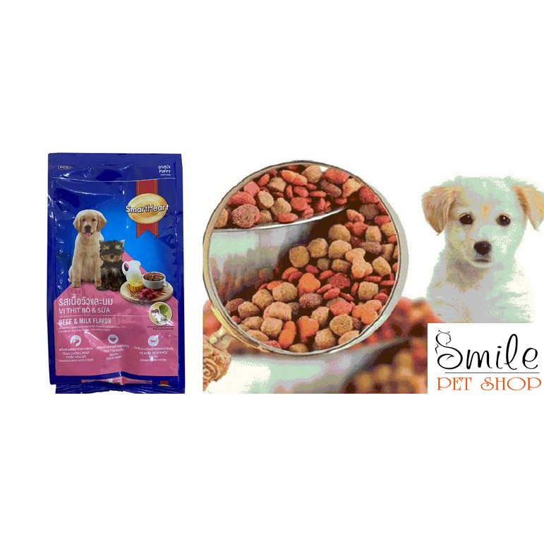 [RẺ NHẤT] Thức ăn hạt khô SMARTHEART cho chó con vị bò&sữa 400gr - Smile Pet Shop