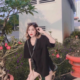 Áo thun lụa giấy nữ cổ tim xẻ tà SIÊU HOT