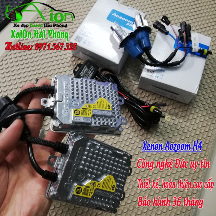 Bộ bóng đèn tăng sáng Xenon Aozoom H4 - Gồm 2 Ballast, 2 Bóng H4 4300K hoặc 5.500k và 1 Dây nguồn bảo vệ - Công nghệ Đức