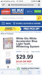 Set trắng răng while glo ( vợt úc)
