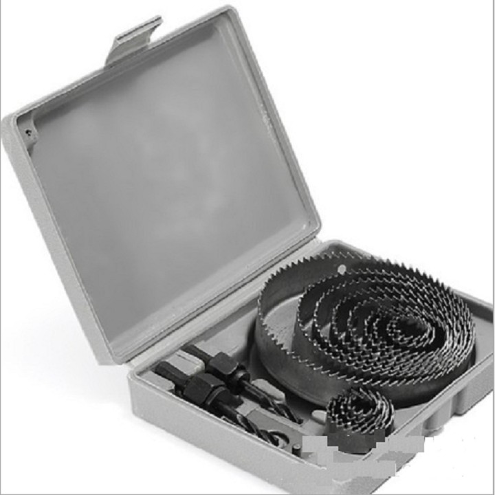 Bộ mũi khoét thạch cao, gỗ, ĐK 19- 127mm, 16 chi tiết: Siêu sắc, bền bỉ, chính xác (đen)