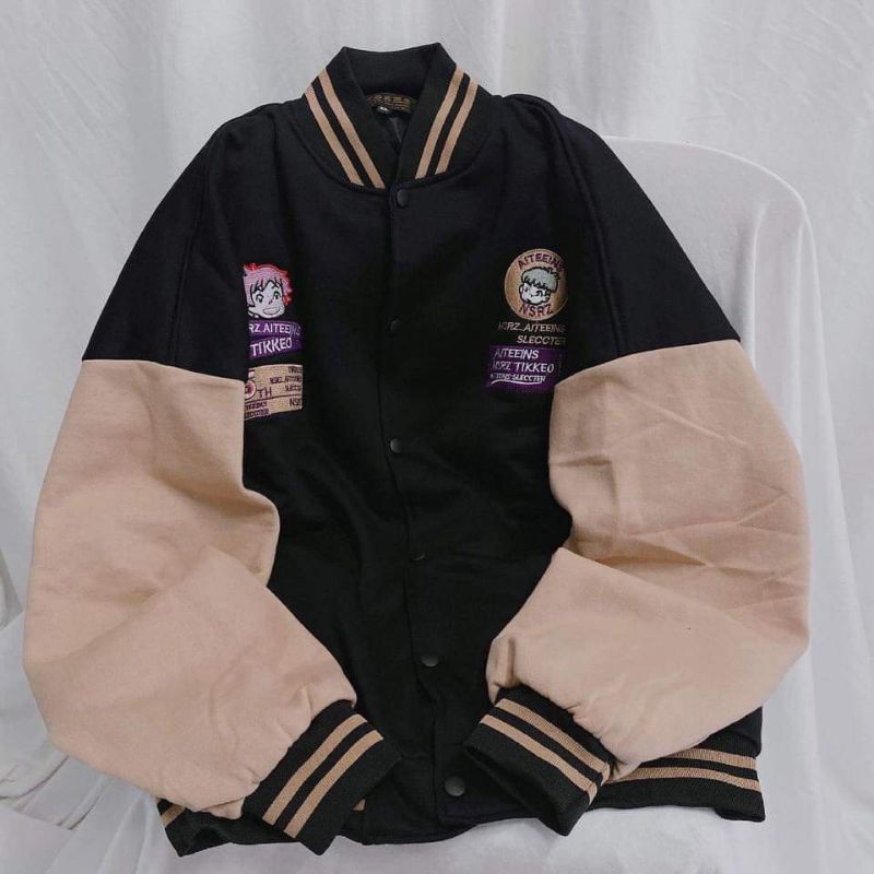 [ Ảnh Thật ] Áo Khoác Bomber Chất Nỉ Ngoại Thêu Hình Form Nam Nữ 38-60kg