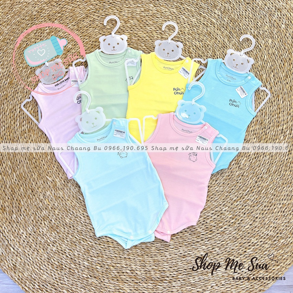 PUNCHUN Bodychip cộc tay cho bé chất liệu cotton
