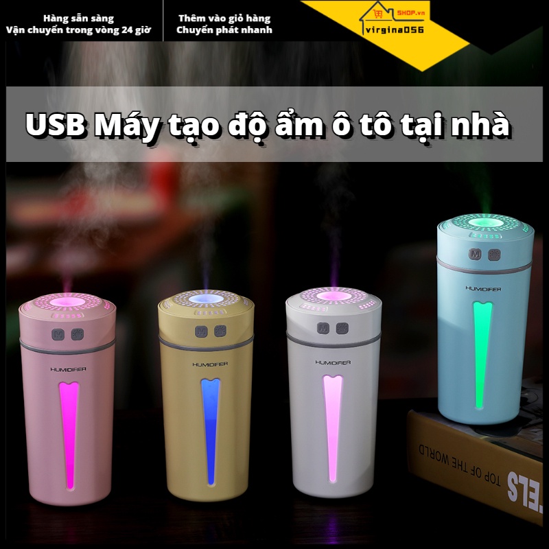 Hàng Hot DC 5V USB hình Cup Phòng nhà Văn phòng Máy làm ẩm không khí trên ô tô Bộ khuếch tán với đèn LED đầy màu sắc ban đêm Hàng giao ngayVirgina056