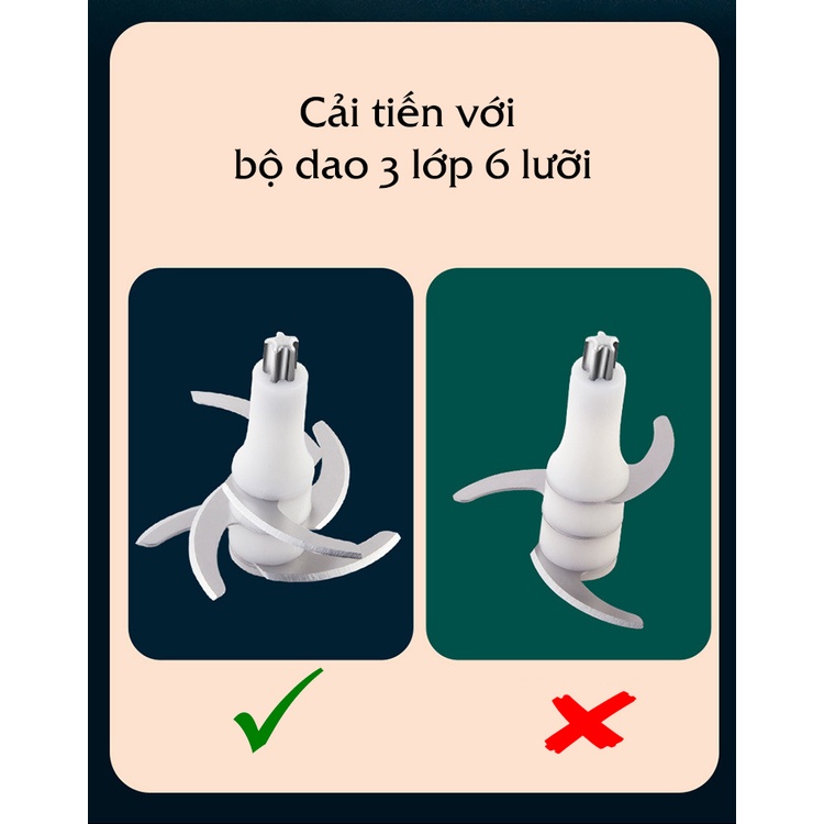 Máy Xay Ăn Dặm 6 Lưỡi Dao Dung Tích 0.3L, Xay Thịt, Xay Thực Phẩm Đa Năng