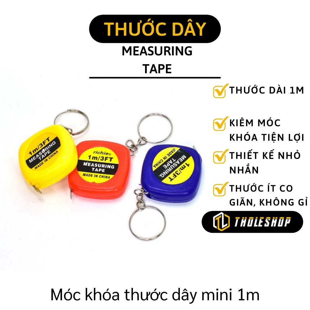 Thước Cuộn - Móc Khóa Kiêm Thước Dây Dài 1m Nhỏ Gọn, Đáng Yêu Nhiều Màu Sắc 5158