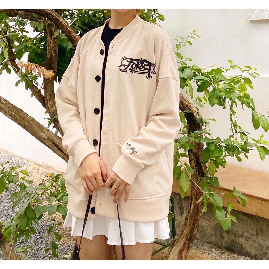 Áo khoác Cardigan nữ màu tan chất nỉ Forest
