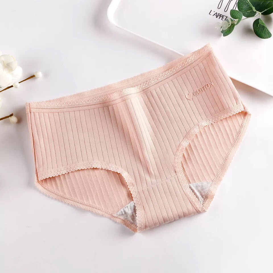 Quần Lót Nữ Cotton Gân Tăm Mềm Mại 🍍 Quần Lót Cotton Chống Viêm Kháng Khuẩn Họa Tiết Tim nhỏ
