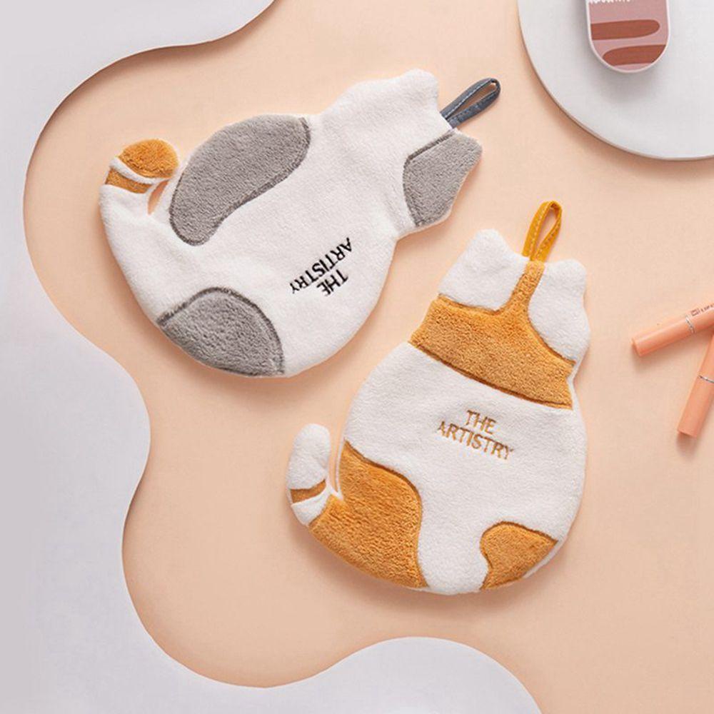 Khăn Lau Tay Treo Nhà Bếp / Nhà Tắm Bằng Vải Sợi Nhỏ Thấm Hút Tốt In Hình Chú Mèo Dễ Thương