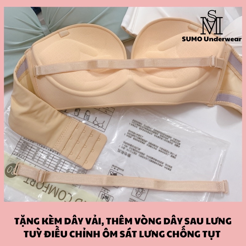 Áo ngực không dây cao cấp chống tụt, mút đệm thông hơi dày nâng ngực, tạo khe. Áo quây cúp ngực. Ảnh và video thật. Sumo