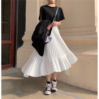 Chân váy xếp ly tầng chun eo