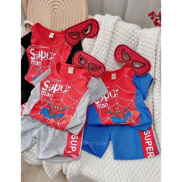 [SET BÉ TRAI] Bộ người nhện 3 màu kèm mặt nạ cho bé trai