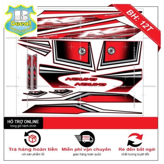 ( Quí khách vui lòng mang ra tiệm cho thợ dán ) Tem NOUVO 2 RC ĐỎ ĐEN [Bi Decal]