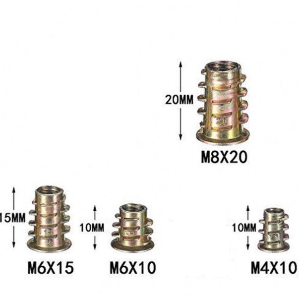 ỐC CẤY CÓ TAI  BỊCH 50 CON -TÁN CẤY GỖ -ỐC CẤY GỖ CÓ VÀNH -SÒ SẮT CÓ VÀNH M4 x10