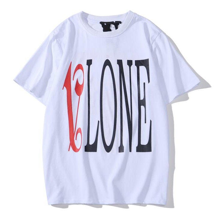 Áo thun cotton ngắn tay in chữ Vlone thời trang cho nam nữ