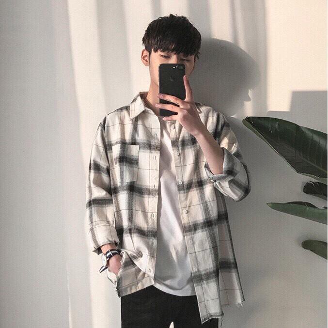 Áo Sơ Mi Tay Dài Caro Unisex EMEY LUXURY Cao Cấp Siêu Hot