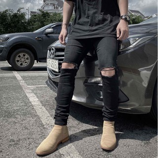 QUẦN JEAN ĐEN TRƠN - RÁCH PHỐI HÀNG CAO CẤP SLIMFIT