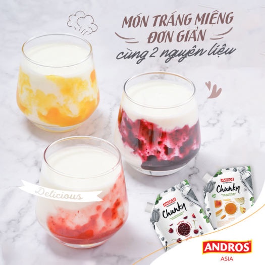 ANDROS - CHUNKY Dừa &amp; Dứa (Coconut &amp; Padan) - Nguyên liệu pha chế - Túi 1kg - Hàng Cồng Ty có sẵn  giao ngay.