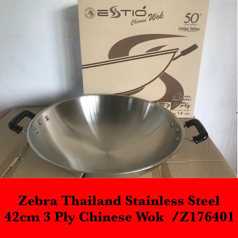 Chảo xào Zebra wok 42cm Thái lan 176401, không nắp, không vỉ hấp
