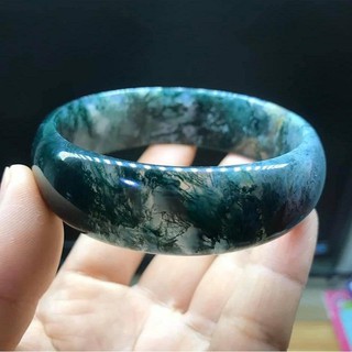 VÒNG NGUYÊN KHỐI MÀU RÊU HAY BĂNG NGỌC THỦY TẢO - MOSS AGATE. NI 54-68.