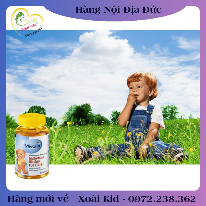 [auth] Kẹo Gấu Bổ Sung Vitamin Tổng Hợp Cho Trẻ Mivolis, Vị Trái Cây, 60 Viên - Nội Địa Đức Đủ Bill [Hot]