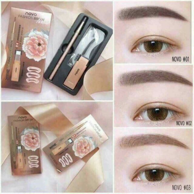 BỘ CHÌ KẺ MÀY ĐỊNH HÌNH 3 KIỂU NOVO FASHION BROW PHONG CÁCH HÀN QUỐC