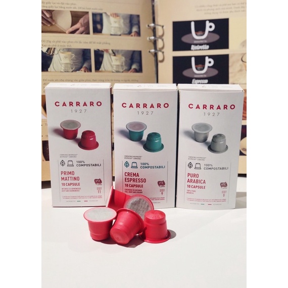 Combo 03 Hộp Cà Phê Viên Nén Carraro Thân Thiện Môi Trường tương thích với máy Nespresso - Nhập khẩu từ Ý