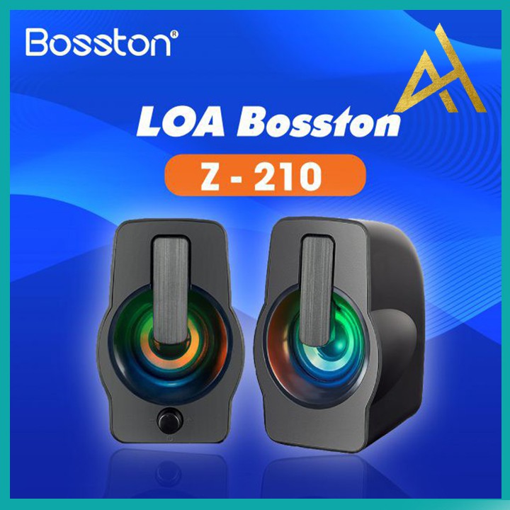 Loa Máy Vi Tính PC Laptop Để Bàn Cao Cấp 2.0 BOSSTON Z210 Đèn LED 7 Màu RGB - Loa Nghe Nhạc Mini Có Dây