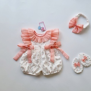 Bodysuit Hoa Nhí Phối Cánh Tiên Xinh Xắn Cho Bé Gái Kèm Phụ Kiện, Vải Đũi Siêu Nhẹ, Body Cho Bé Gái Sơ Sinh Từ 3 - 13Kg