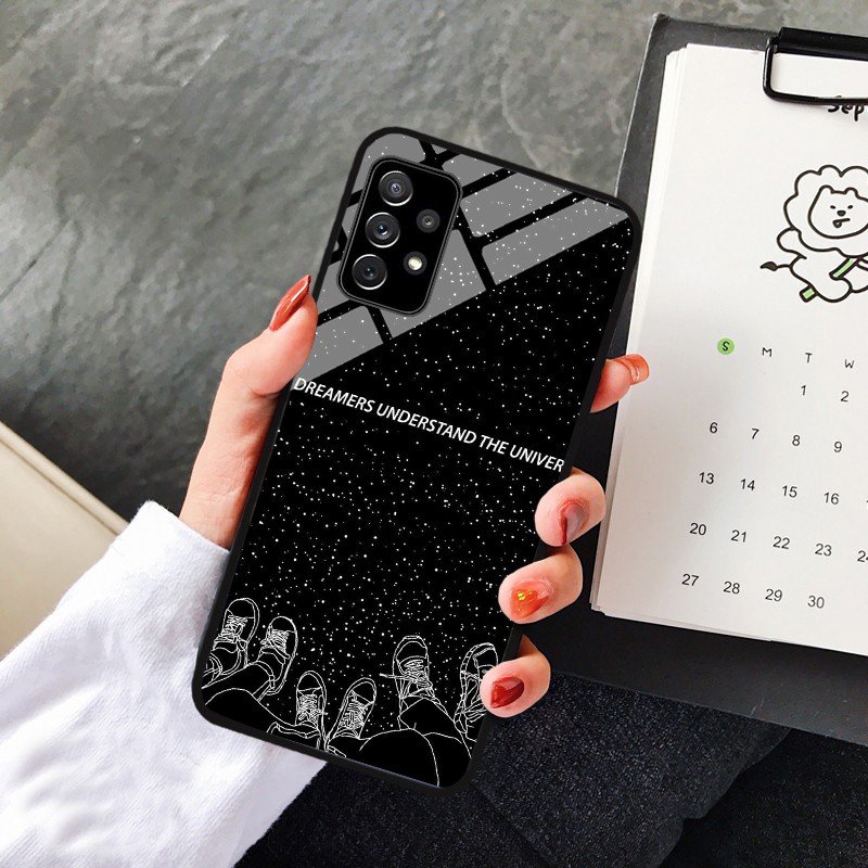 Ốp Samsung Galaxy A12, A32, A52, A72 Lưng kính cường lực cao cấp, Sáng bóng