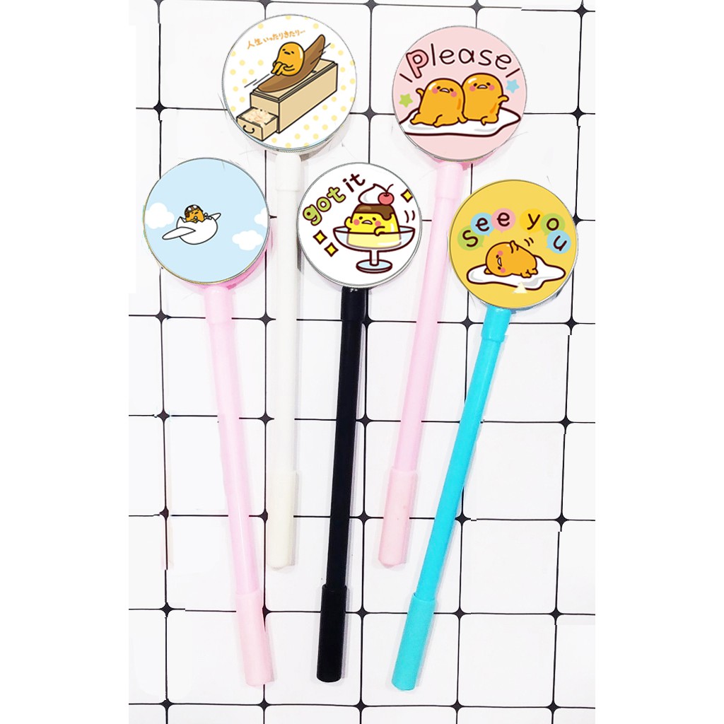 bút tròn trứng lười BTI35 Bút lúc lắc gudetama cute dễ thương hoạt hình idol thần tượng