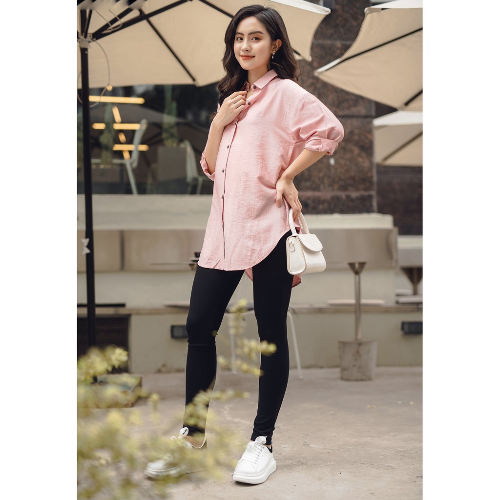 Áo sơ mi Bầu Top button (Trắng, Hồng, Xanh)