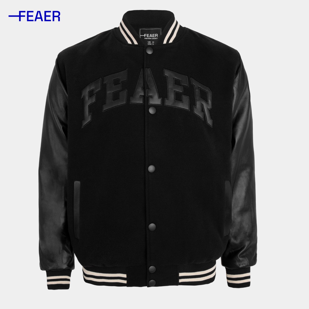 Áo khoác bomber FEAER LEATHER vải dạ cao cấp, dày dặn, trẻ trung, năng động - FEAER