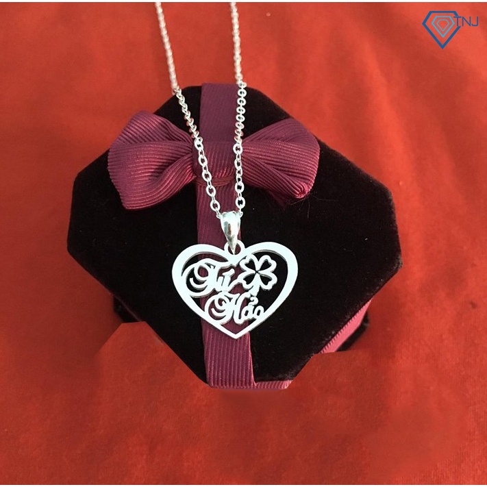 Dây chuyền chữ theo tên bằng bạc thật hình trái tim đẹp DCC0020 - Trang Sức TNJ