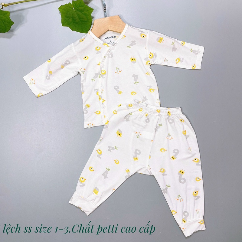 Đồ bộ dài tay cho bé sơ sinh, quần áo sơ sinh bé trai bé gái họa tiết đáng yêu vải pettit sợi tre mềm mịn _ B60