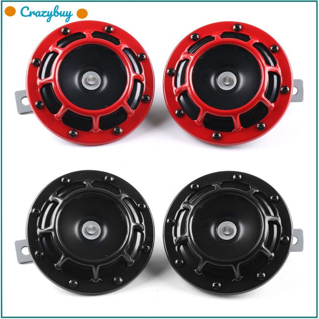 Set 2 Kèn Hơi Điện 12V 115dB Hella Chuyên Dụng Cho Xe Mô Tô / Ô Tô Đen / Đỏ