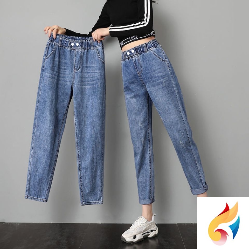 Quần Jean Dài 2 Lớp Lưng Cao Co Giãn Phong Cách Hàn Quốc 022