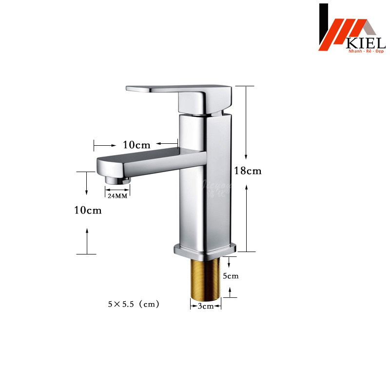 Vòi rửa mặt lavabo vuông nóng lạnh cao cấp  đảm bảo 100% inox  304  .