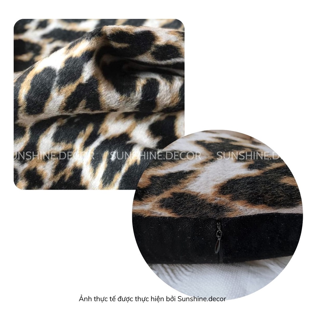 Vỏ gối sofa, bọc gối tựa lưng, áo gối ôm vải dạ lông da báo sang trọng-Sunshine.decor