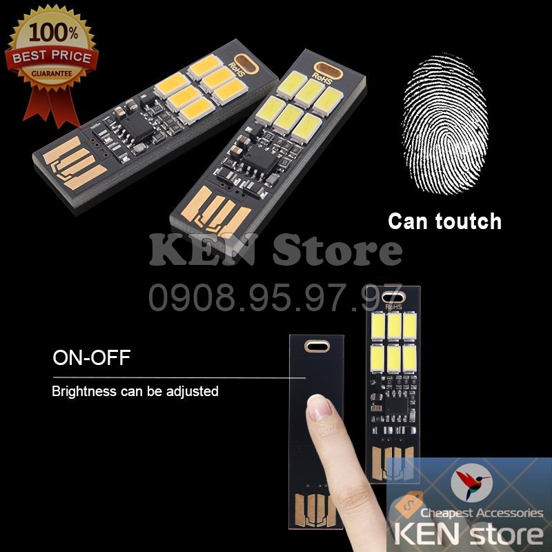 Đèn led, bóng led USB siêu sáng cảm ứng chạm tắt/mở/tăng/giảm độ sáng
